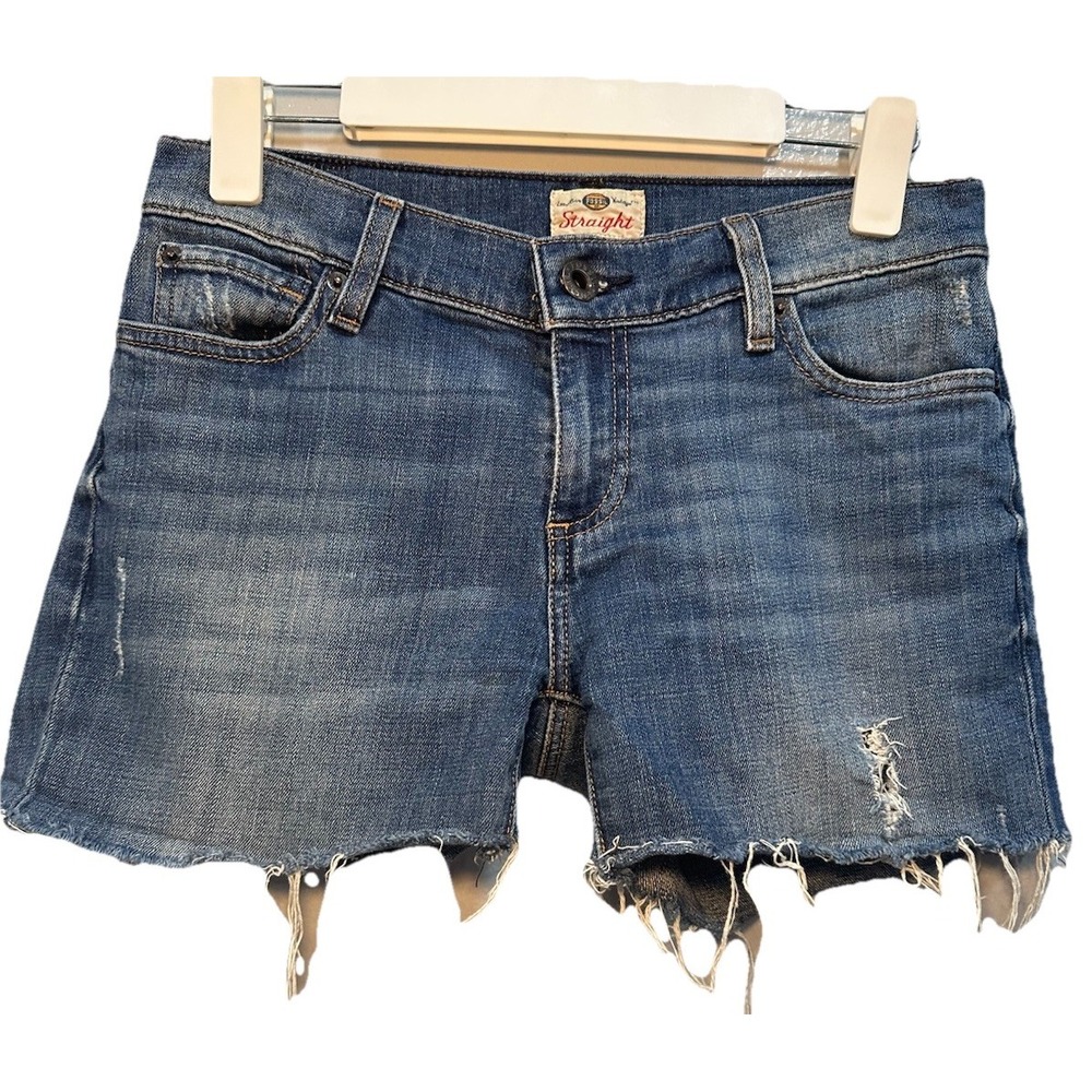 Vintage Fossil Denim Shorts Women's Size 27 Blue Denim Y2K Distressed 5 Pockets